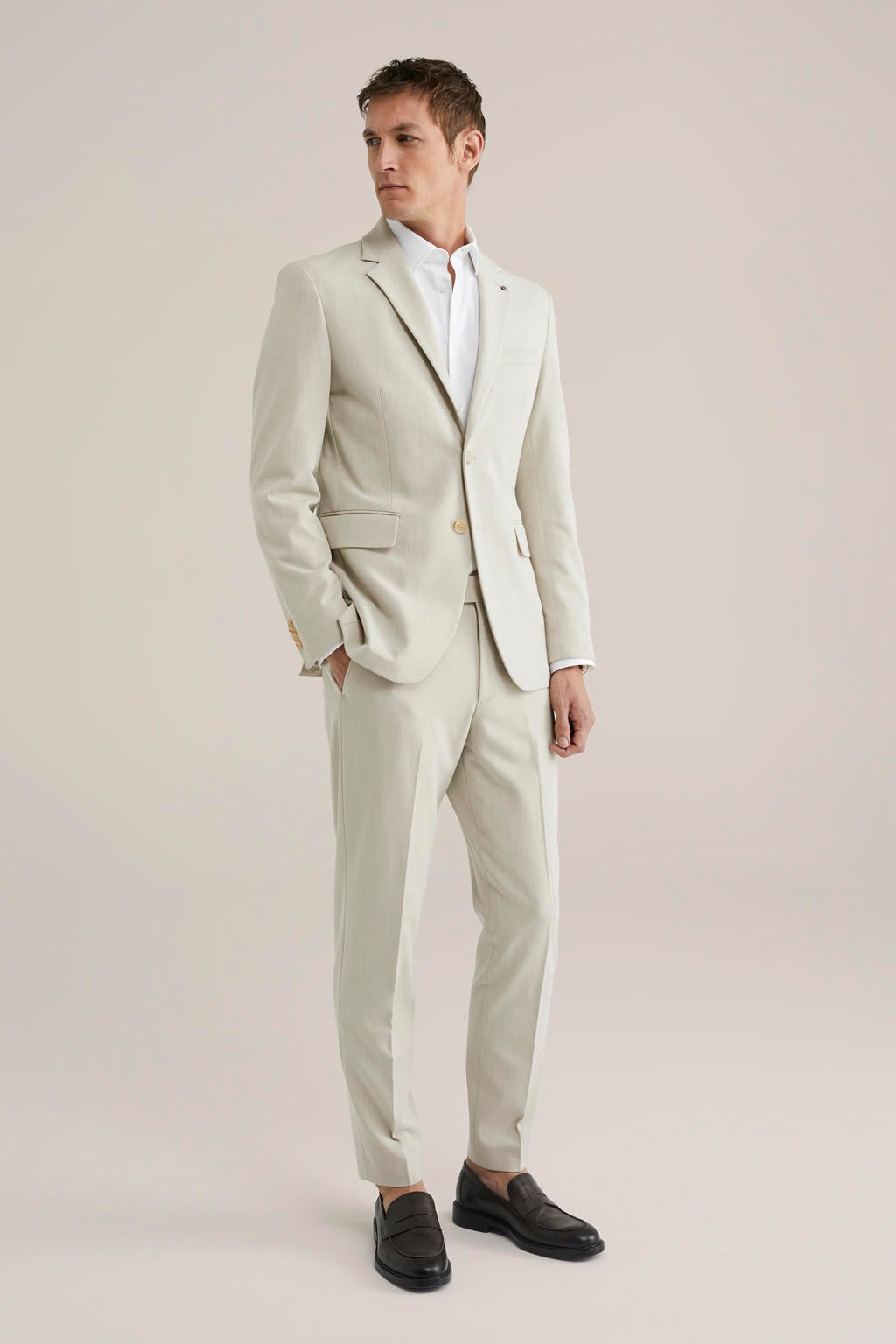 WE Fashion slim pantalon zand