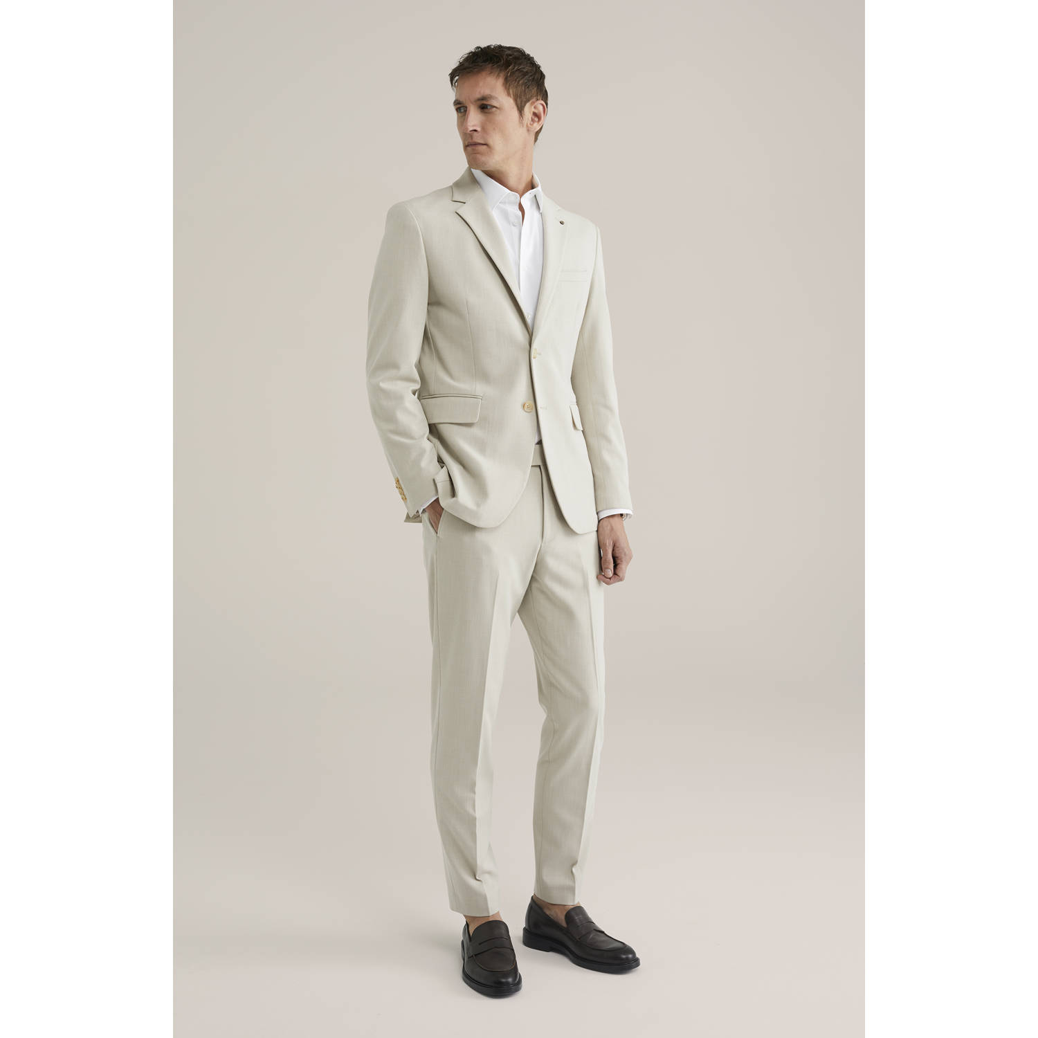 WE Fashion slim pantalon zand