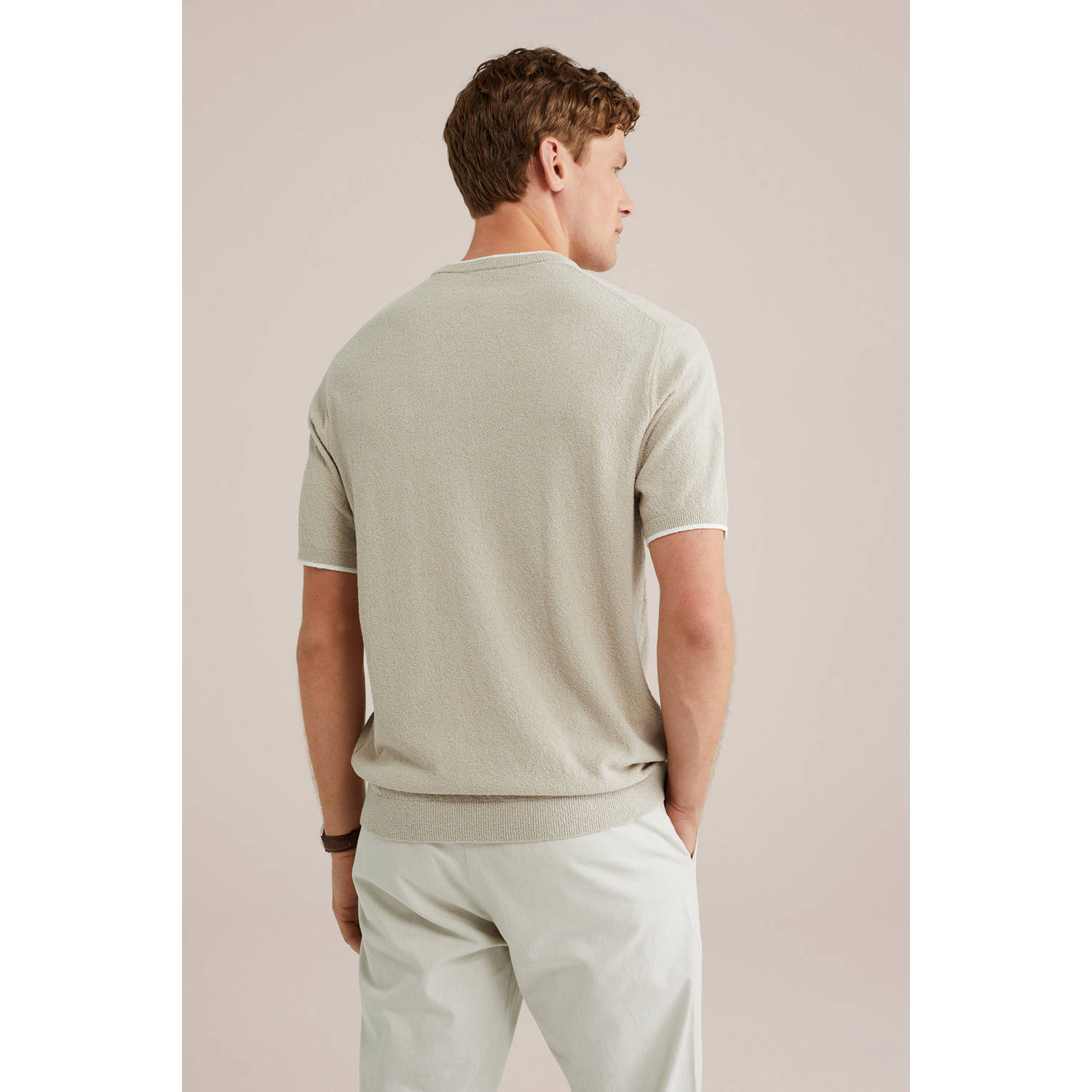 WE Fashion bouclé T-shirt met textuur beige