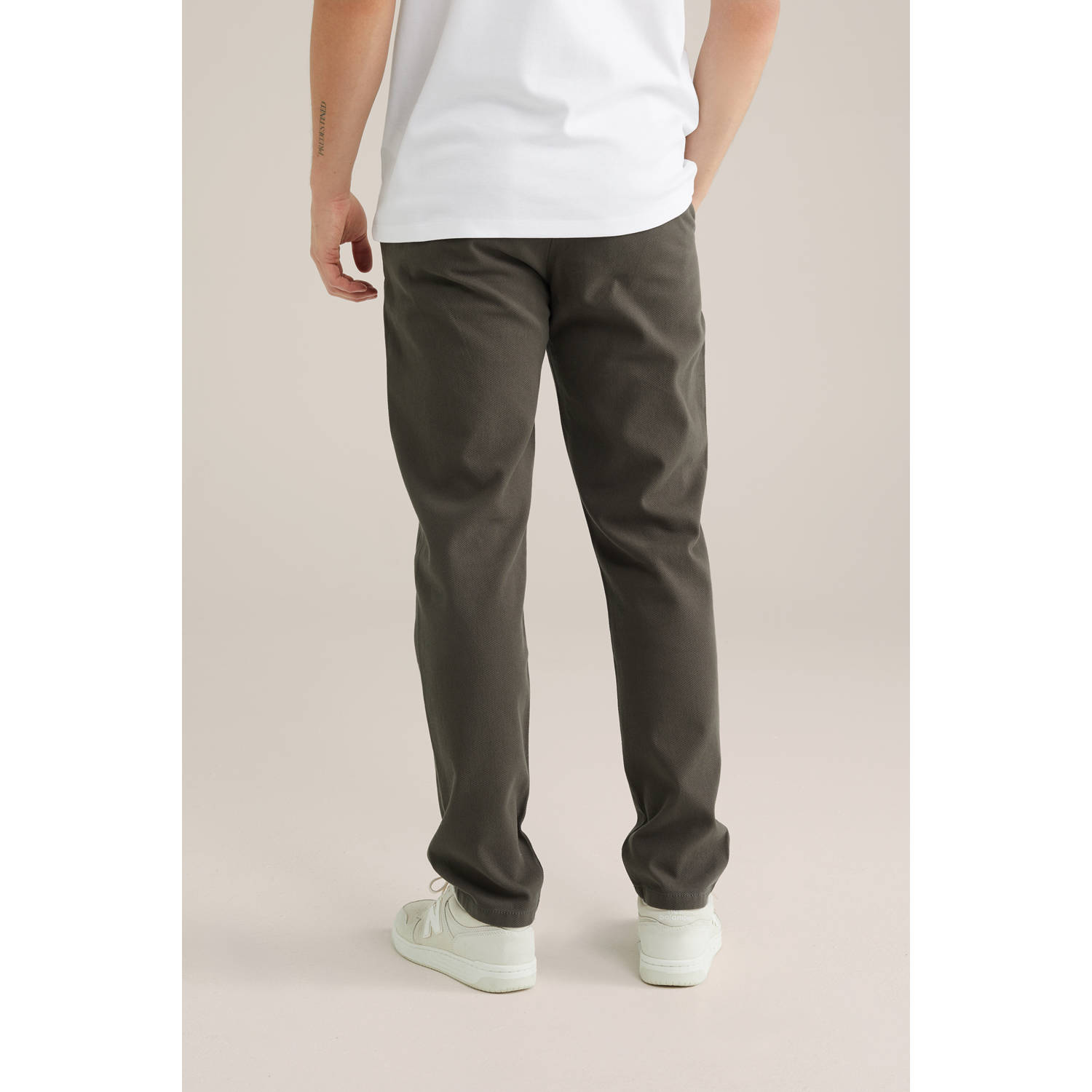 WE Fashion slim chino donkergroen