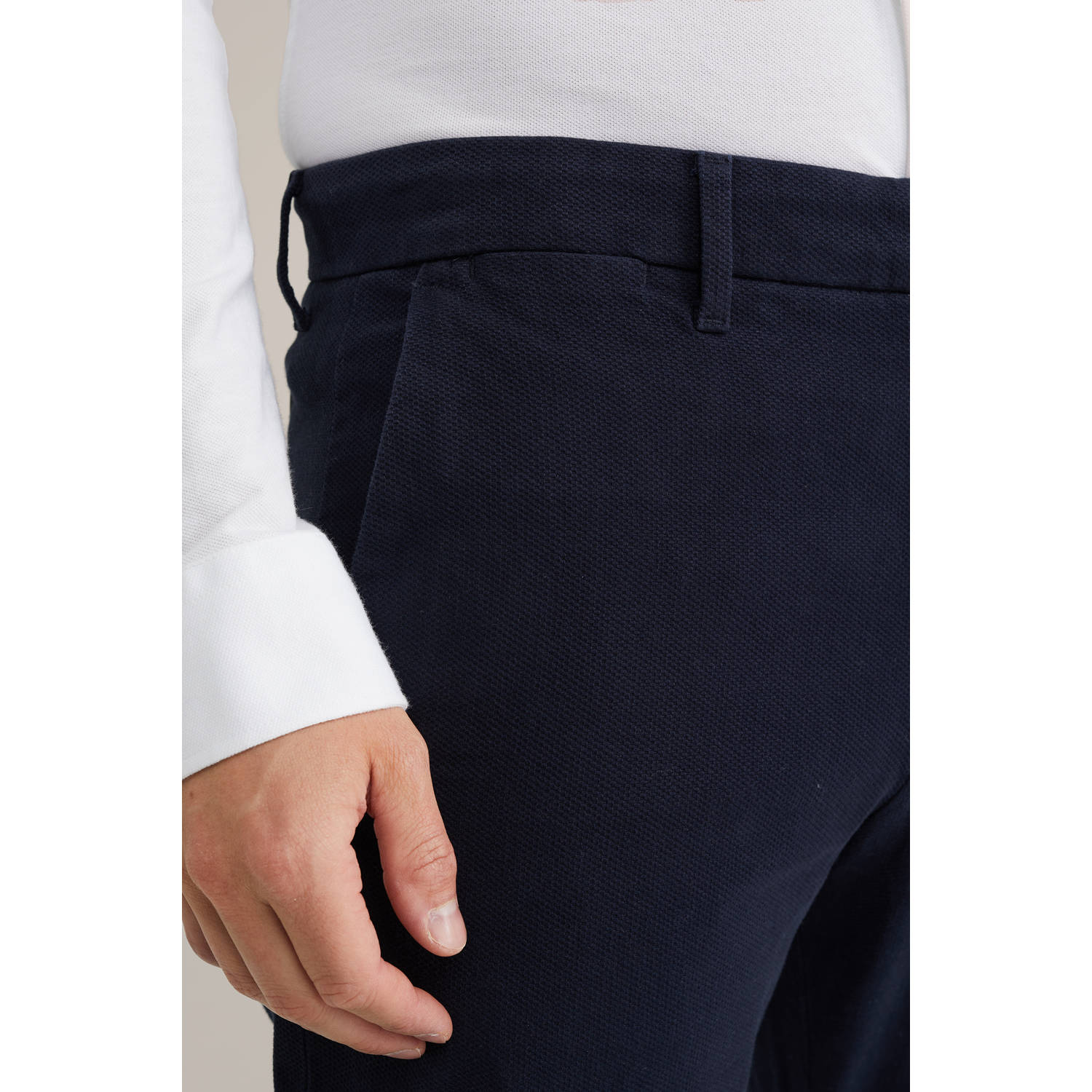 WE Fashion slim chino donkerblauw
