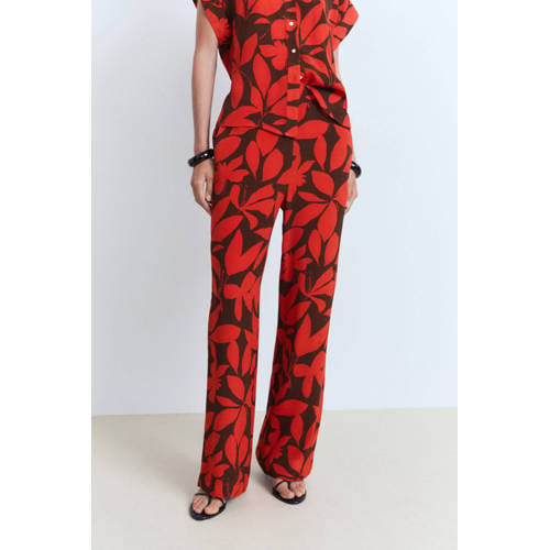 Mango straight regular waist casual broek rood afbeelding