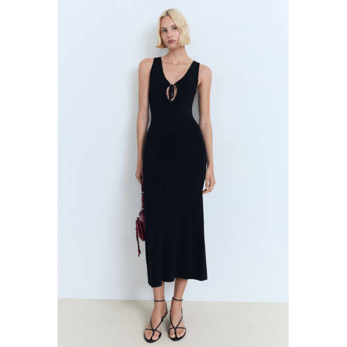 Mango midi jurk zwart afbeelding