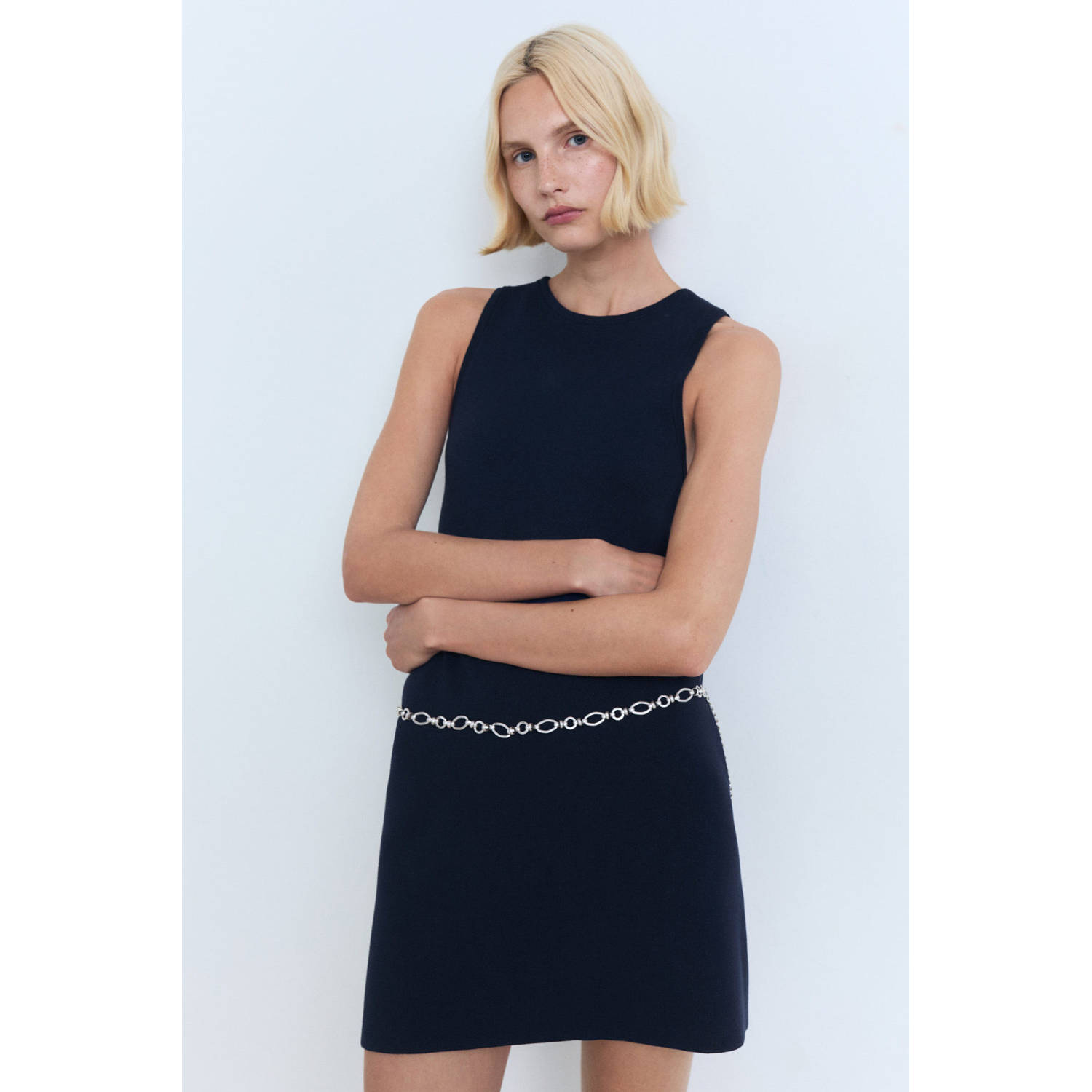 Mango korte jurk marine