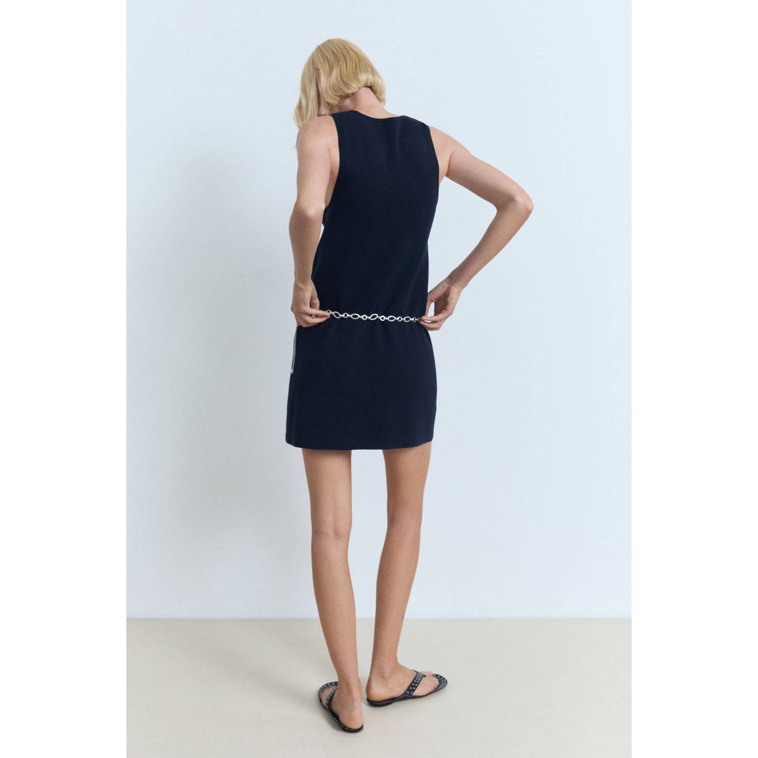 Mango korte jurk marine
