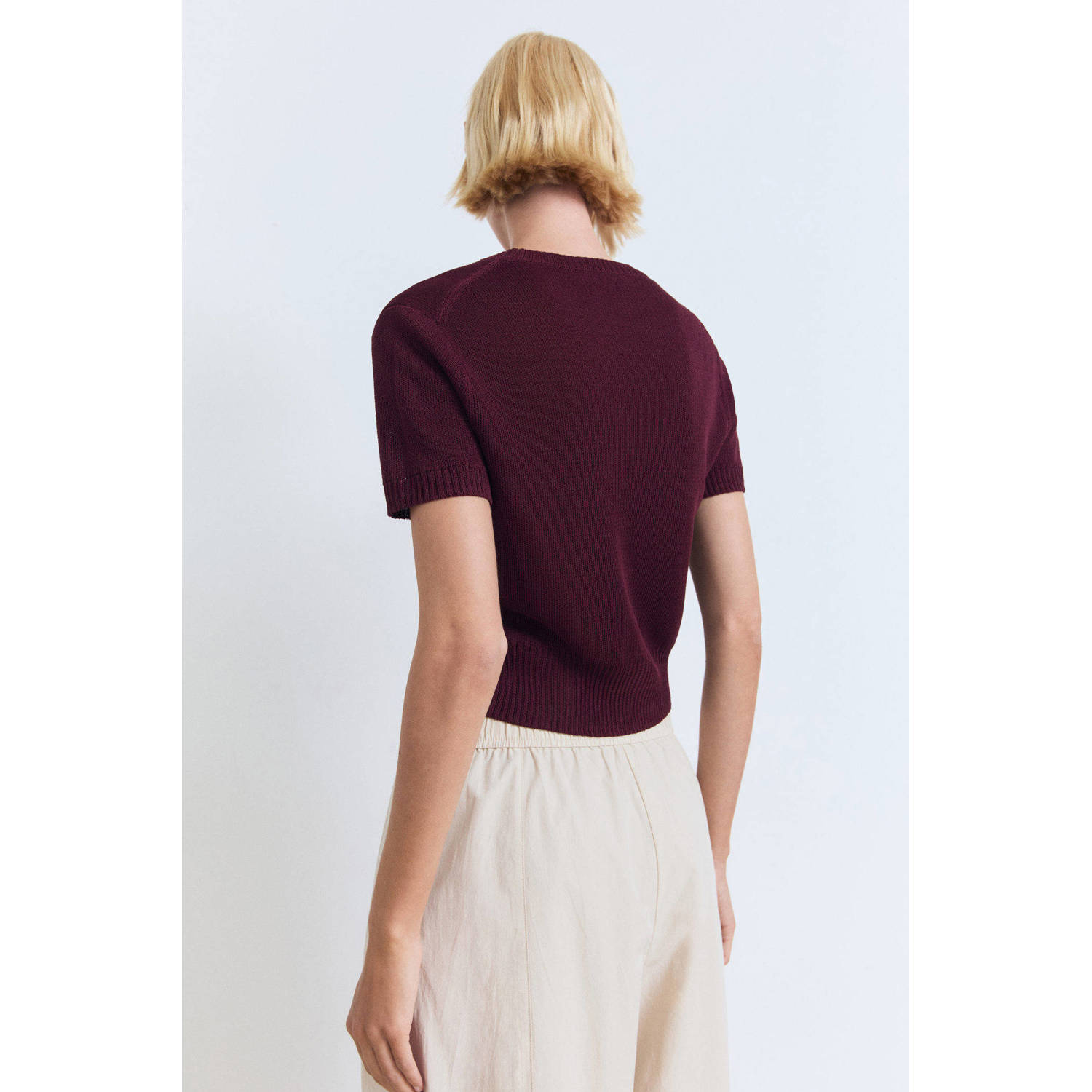 Mango top gebreid donkerrood