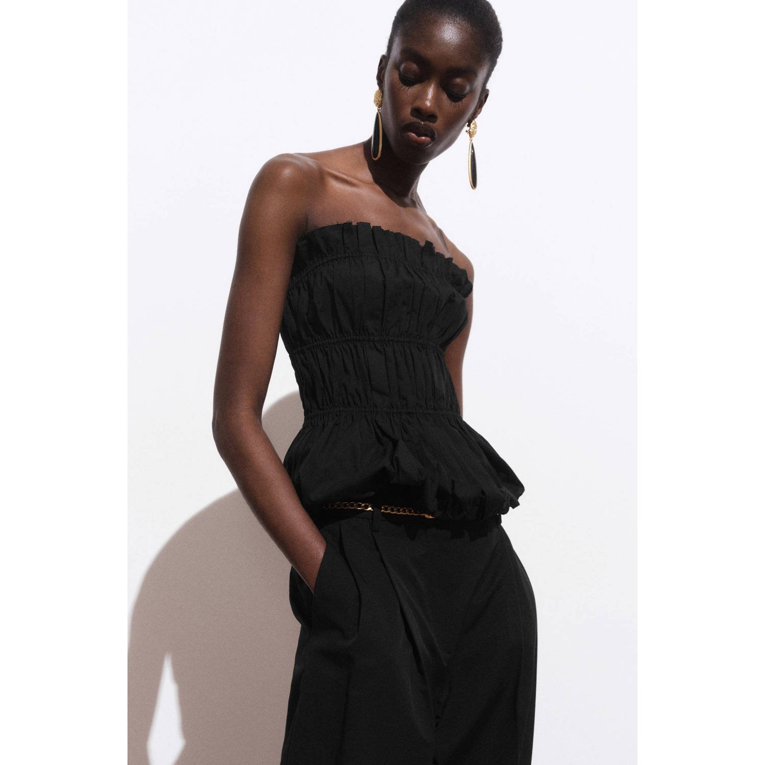 Mango strapless top zwart