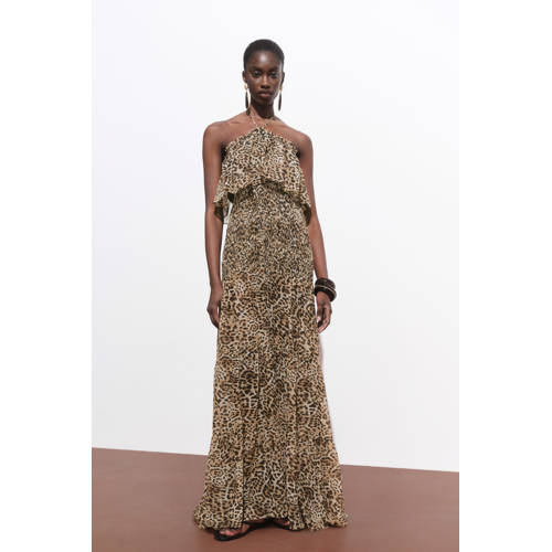 Mango maxi jurk bruin afbeelding