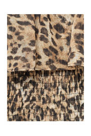 thumbnail: Bruin en beige dames Mango maxi jurk van polyester met panterprint, halterkraag en ruches