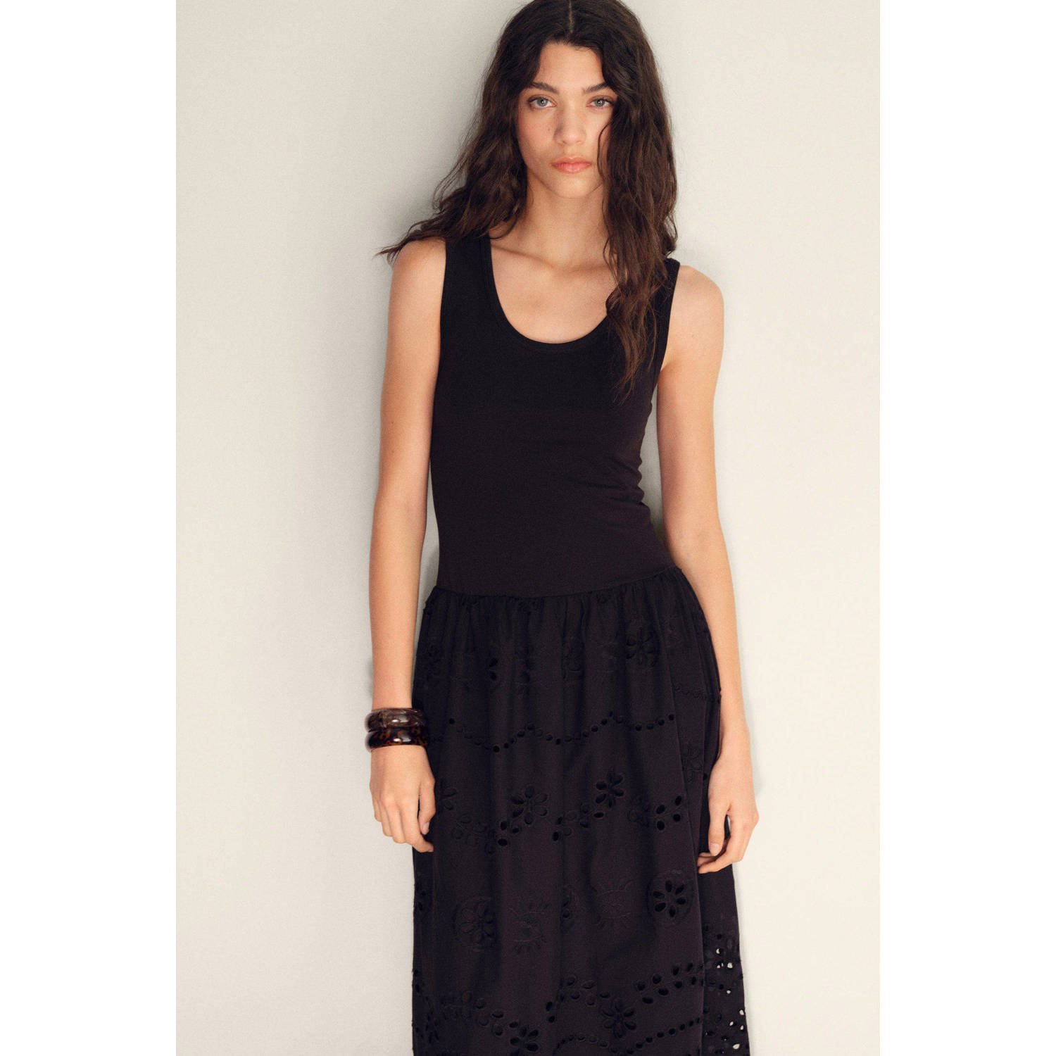 Mango zomerjurk broderie zwart