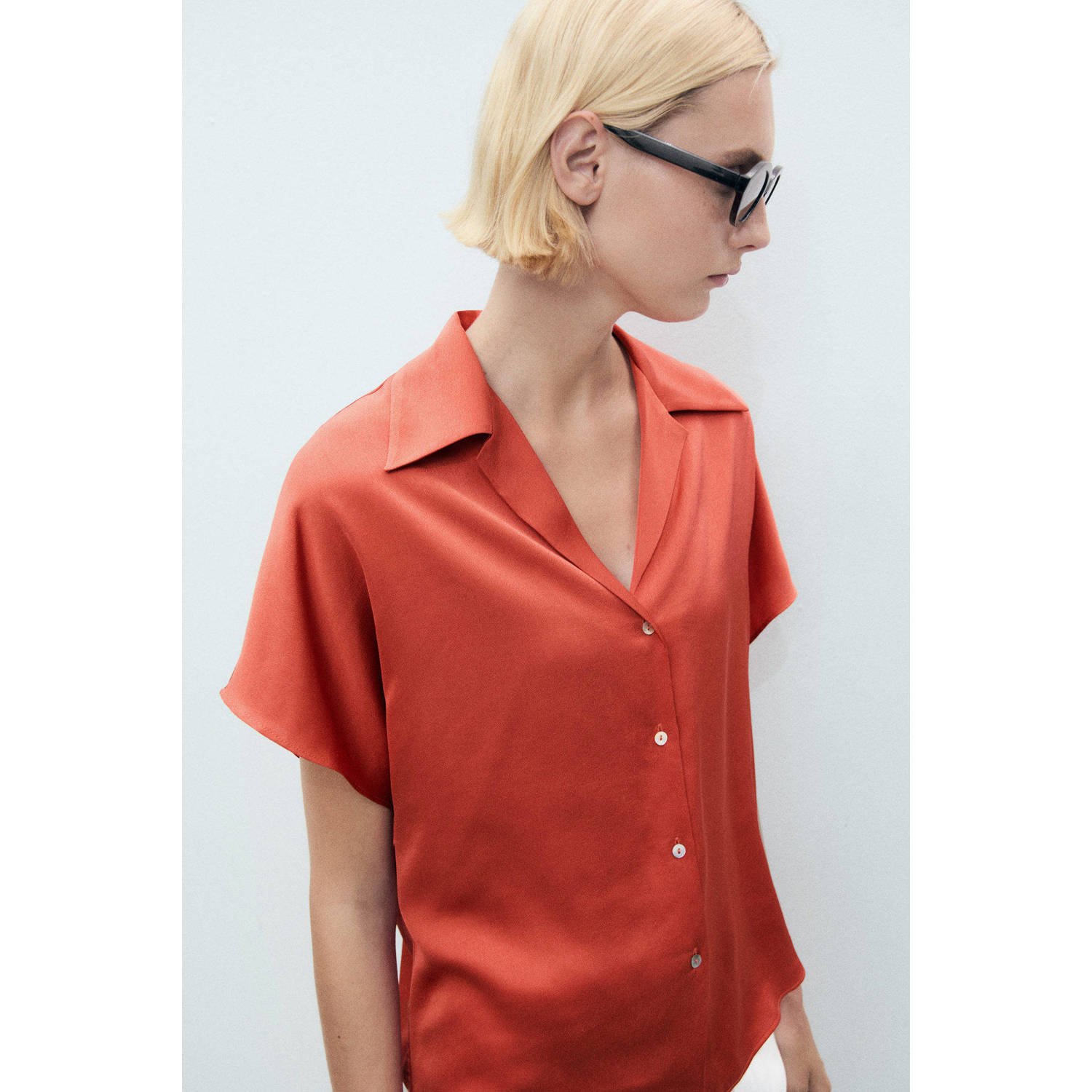 Mango satijn blouse rood