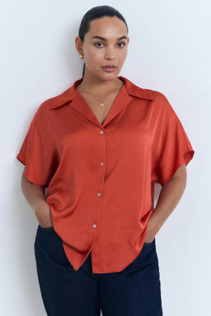 satijn blouse rood
