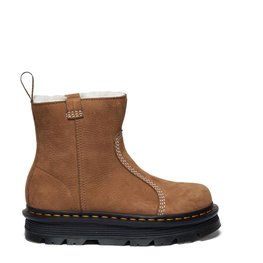 Bruin en zwarte dames Dr. Martens ZebZag Rigger gevoerde nubuck enkelboots Desert Brown
