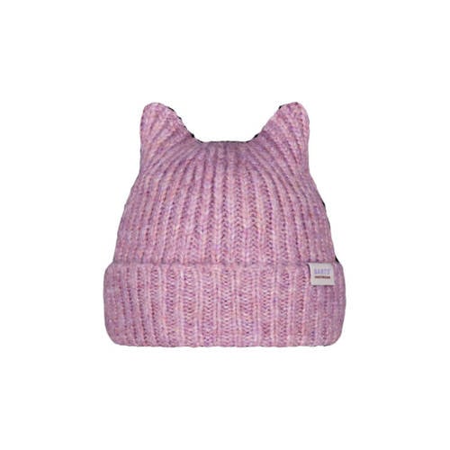 Barts gebreide muts roze met oren afbeelding