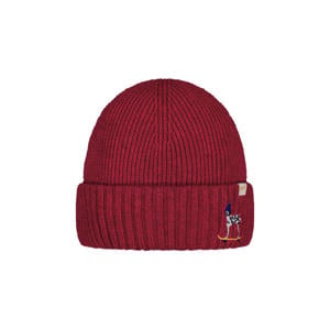 rib gebreide muts rood