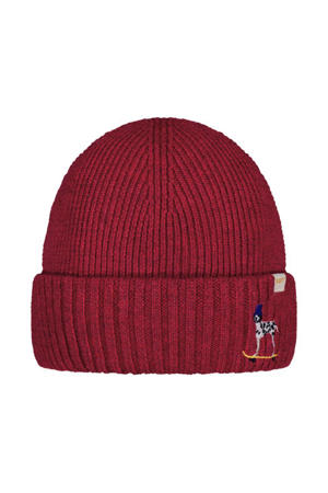rib gebreide muts rood