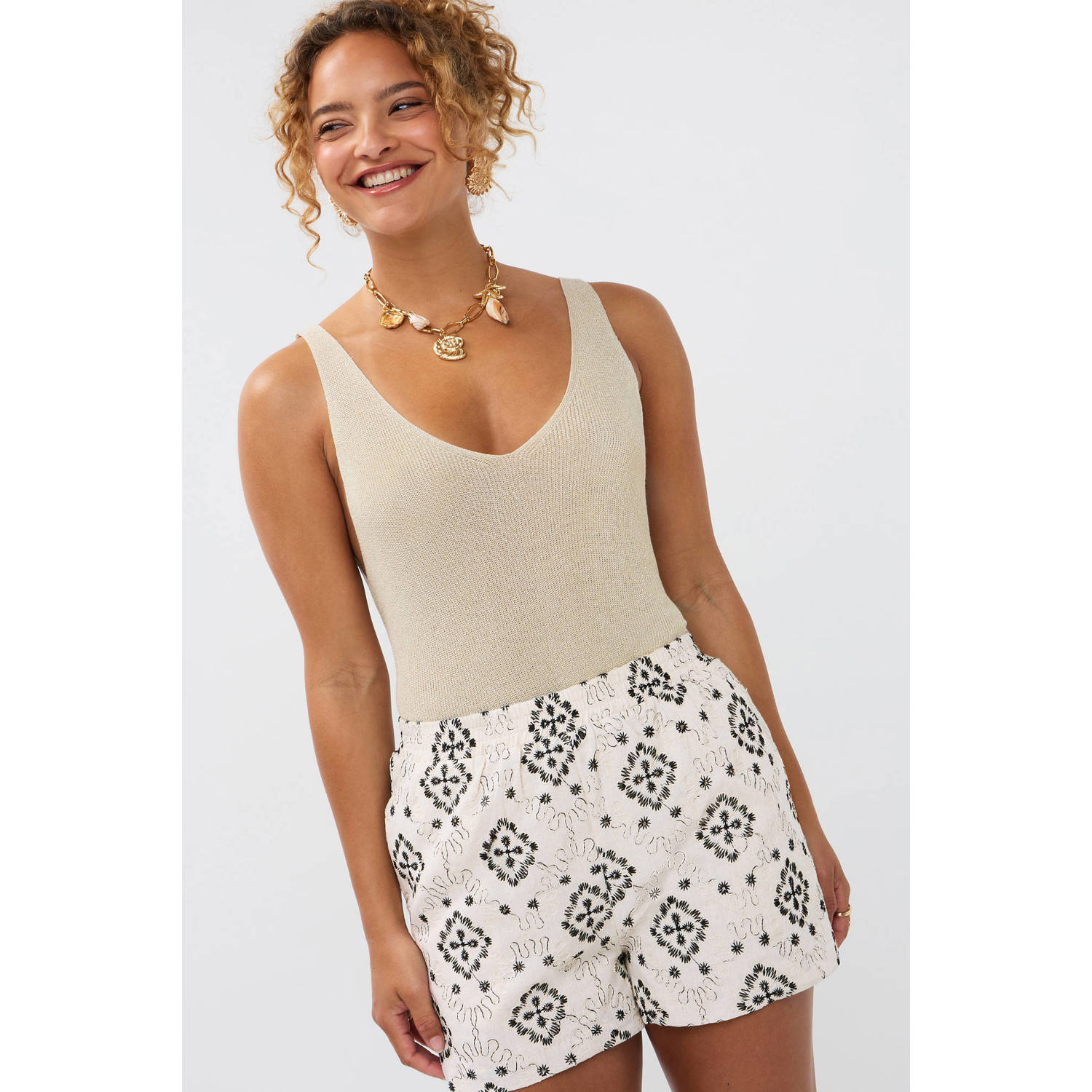Ydence top beige met lurex