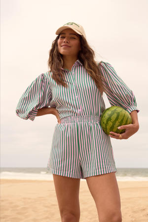 straight high waist casual short groen