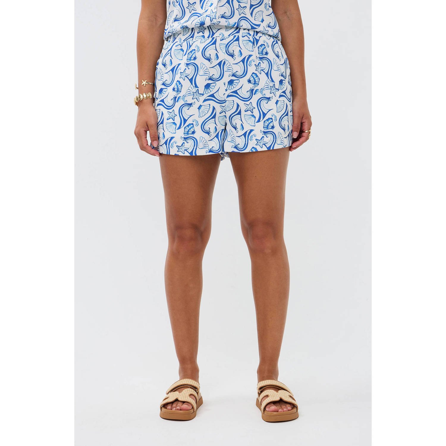Ydence straight high waist casual short blauw