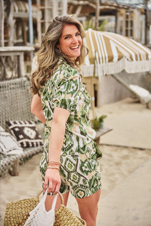 straight high waist casual short groen