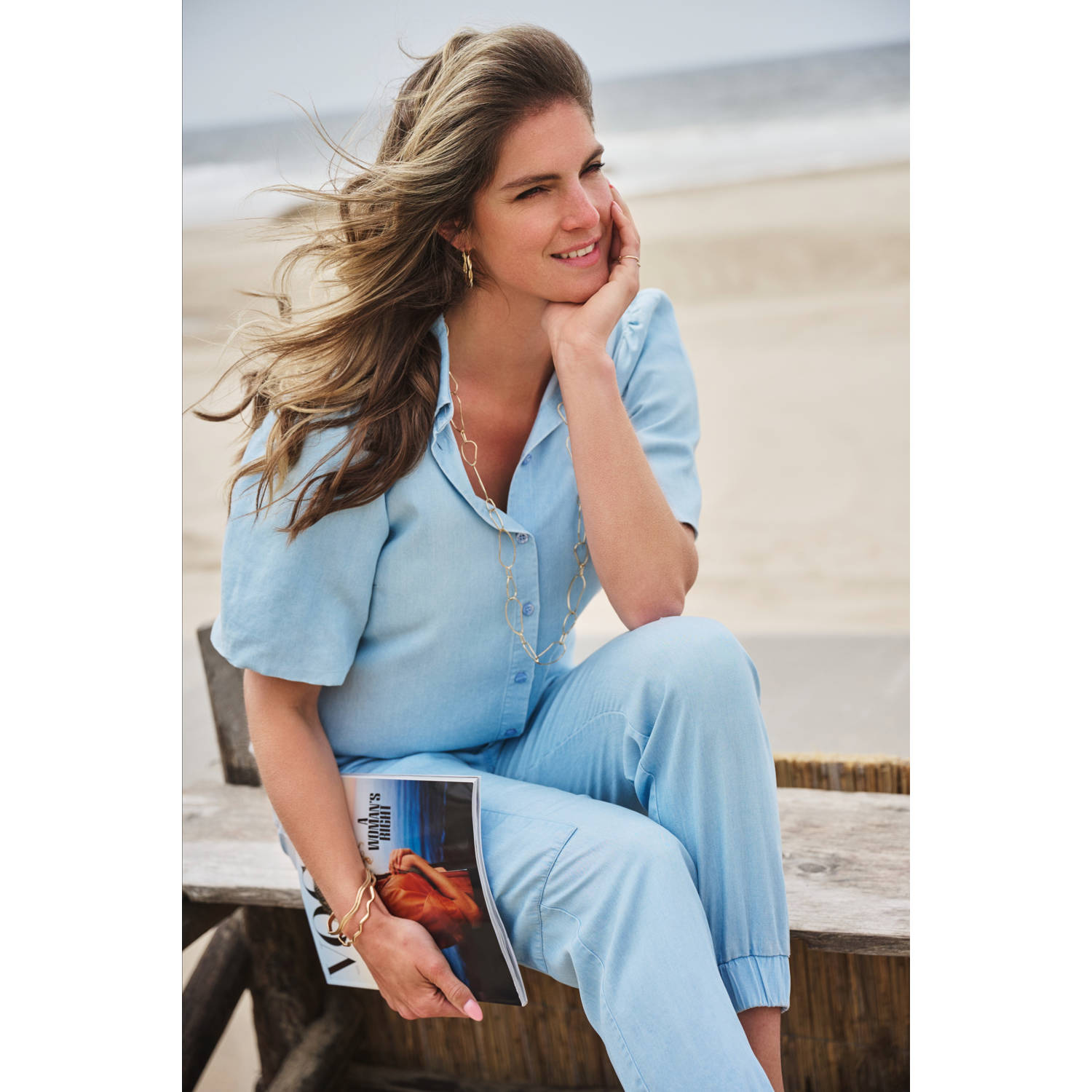 Elvira Collections blouse light blue denim