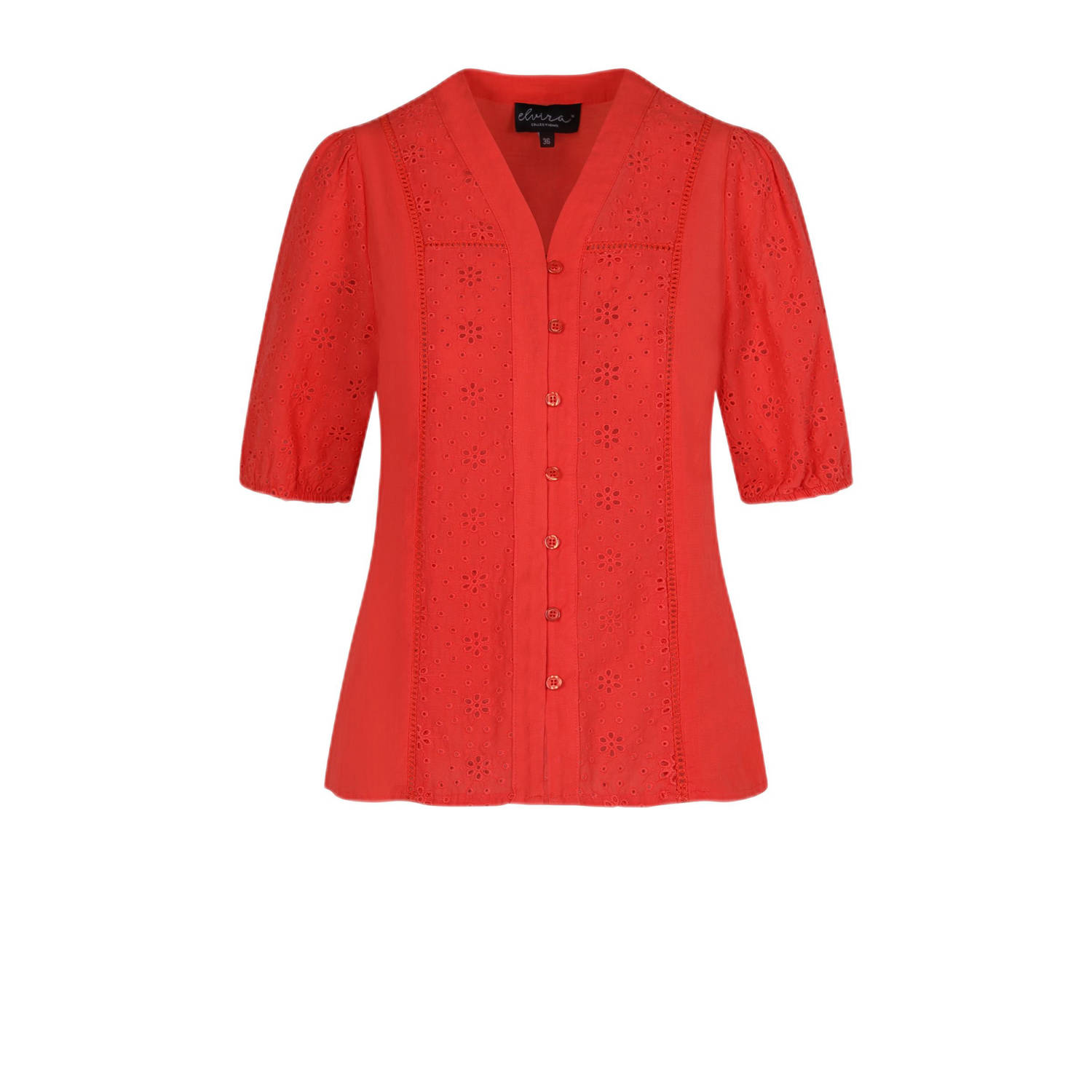 Elvira Collections blouse rood broderie