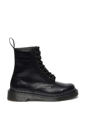 1460 Croco leren veterboots met crocoprint zwart