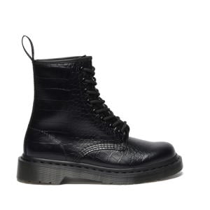 1460 Croco leren veterboots met crocoprint zwart