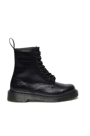1460 Croco leren veterboots met crocoprint zwart
