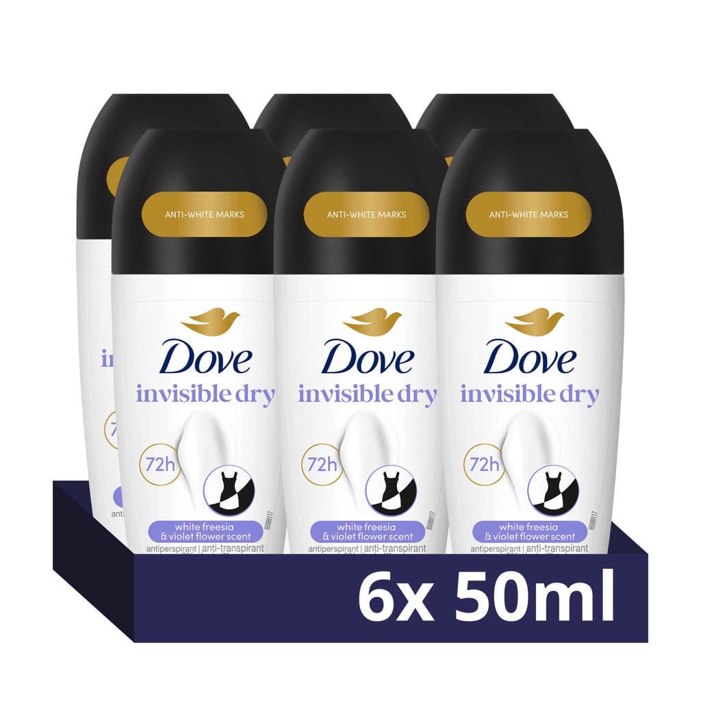 Dove Advanced Care Invisible Dry Anti-Transpirant Deodorant Roller - 6 x 50 ml