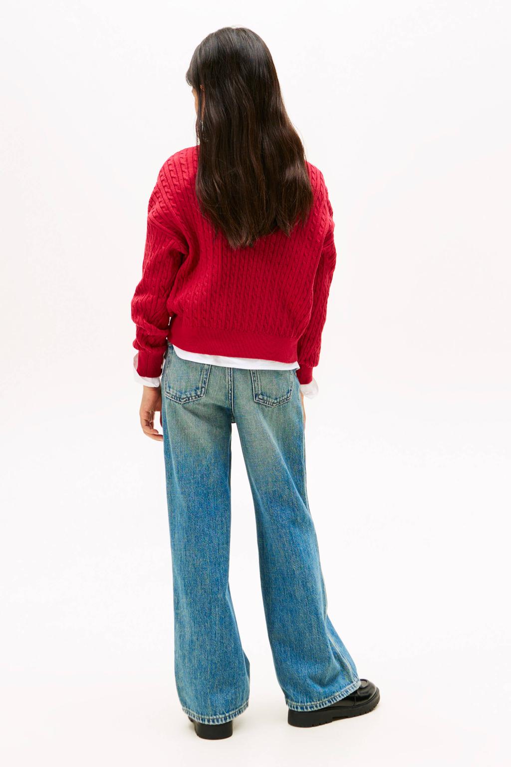 Tommy Hilfiger gebreide trui rood met kabels