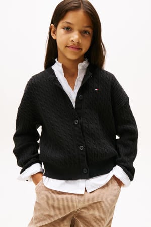 cardigan zwart met kabels
