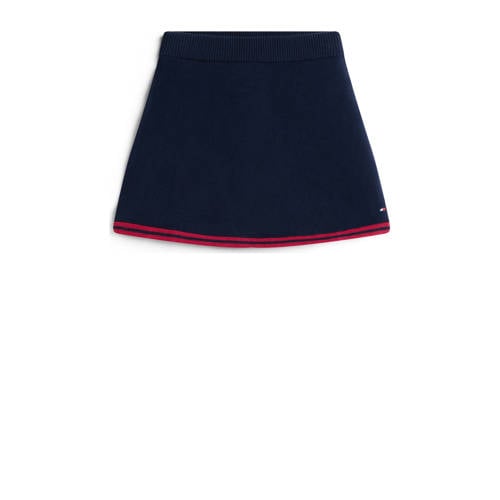Tommy Hilfiger korte rok fijn gebreid donkerblauw afbeelding