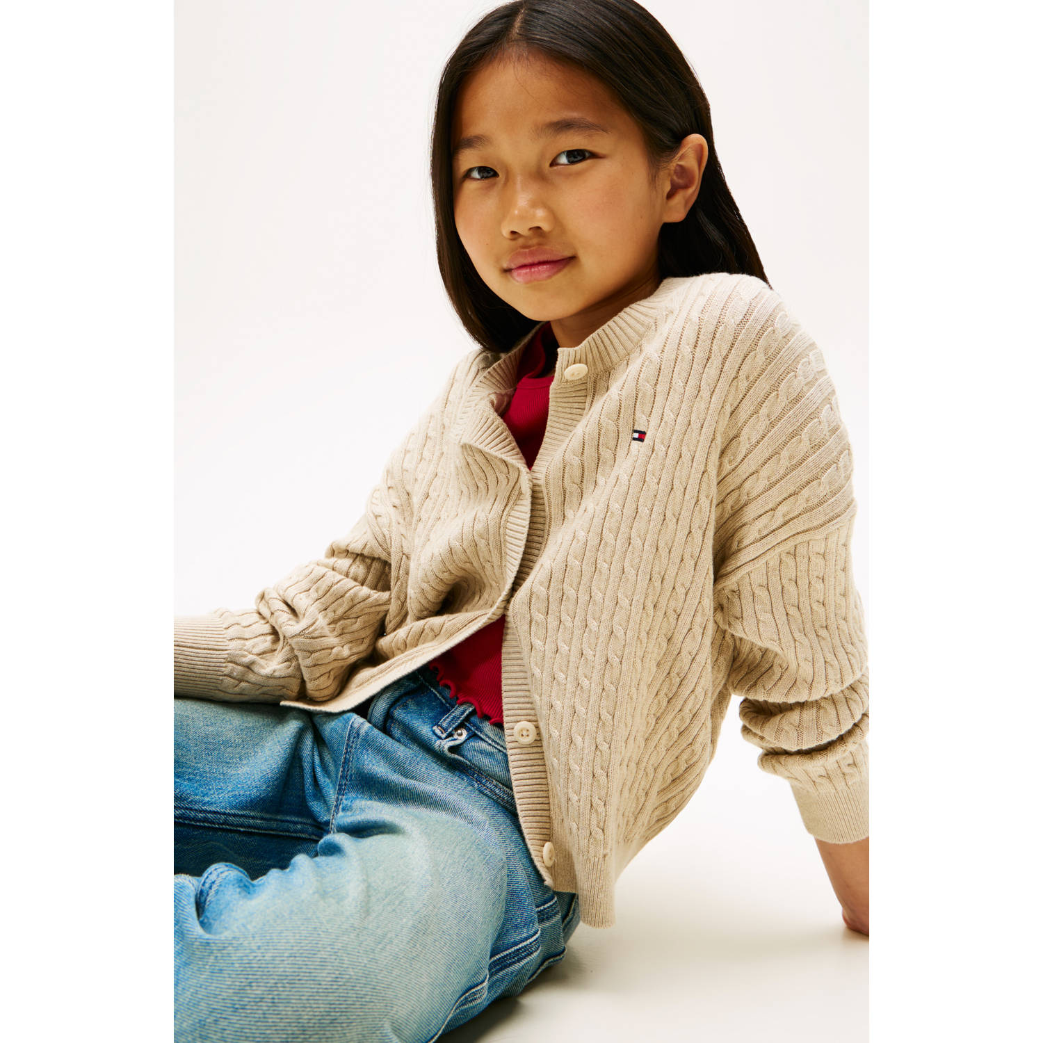 Tommy Hilfiger cardigan ecru met kabels