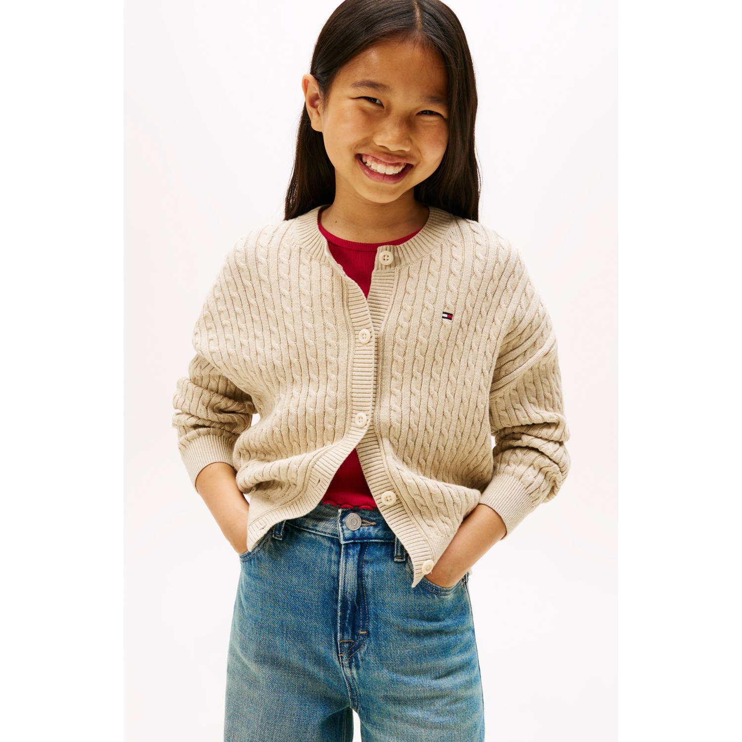 Tommy Hilfiger cardigan ecru met kabels