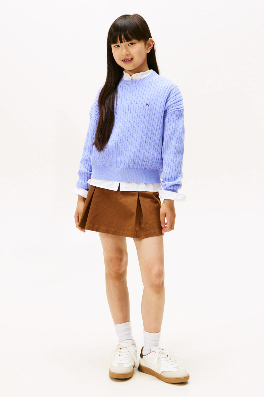 Tommy Hilfiger gebreide trui lichtblauw met kabels