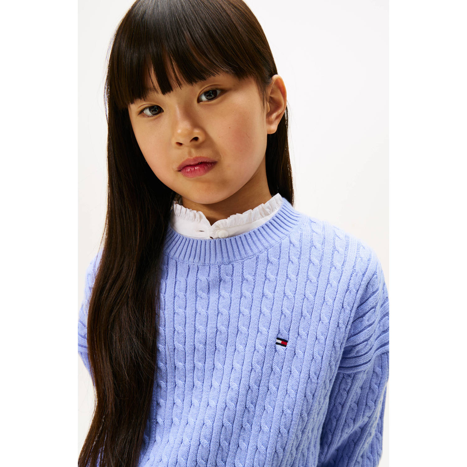 Tommy Hilfiger gebreide trui lichtblauw met kabels