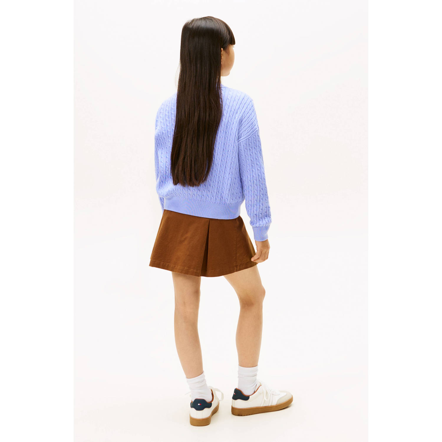 Tommy Hilfiger gebreide trui lichtblauw met kabels