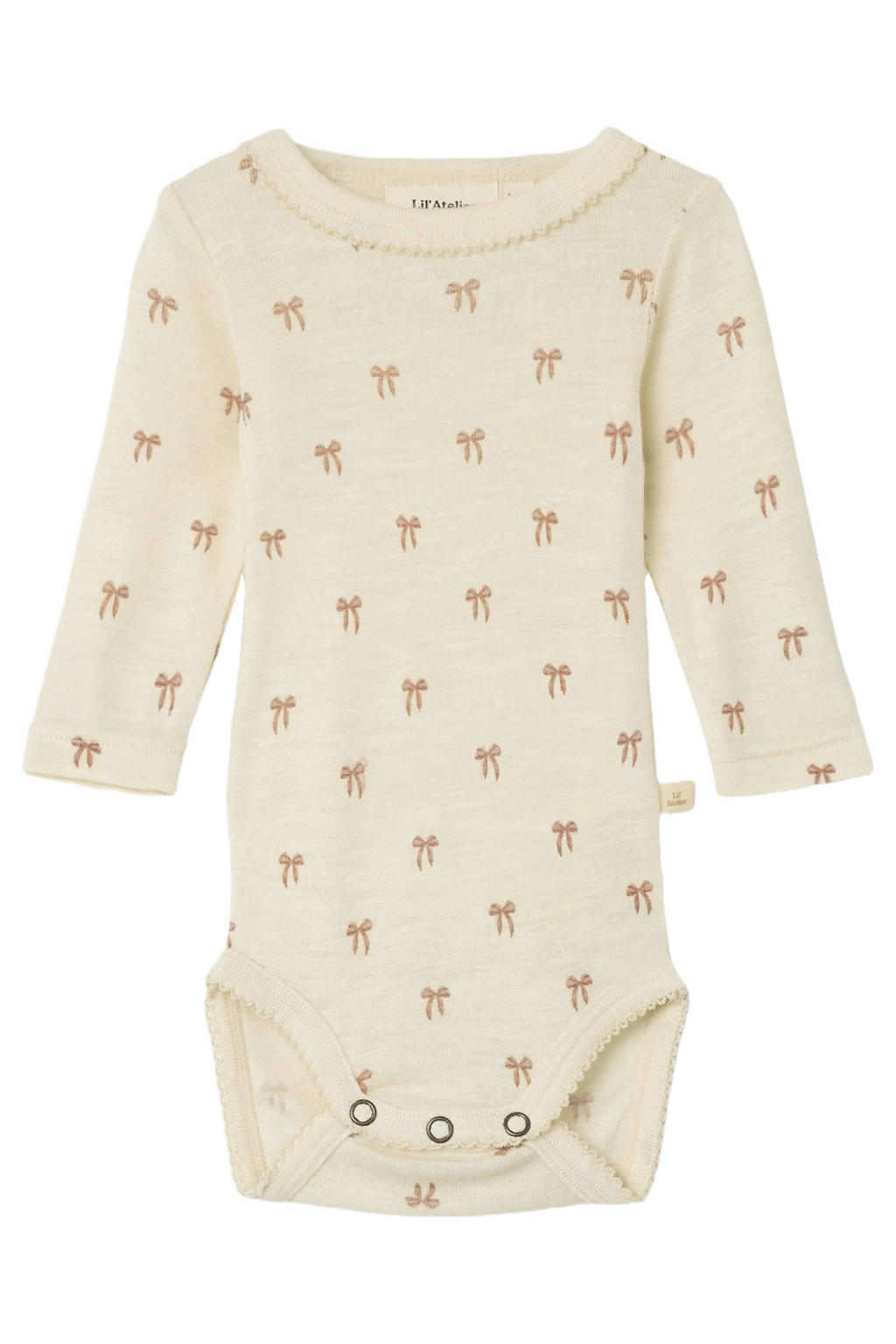 LIL' ATELIER BABY wollen romper met print - ecru