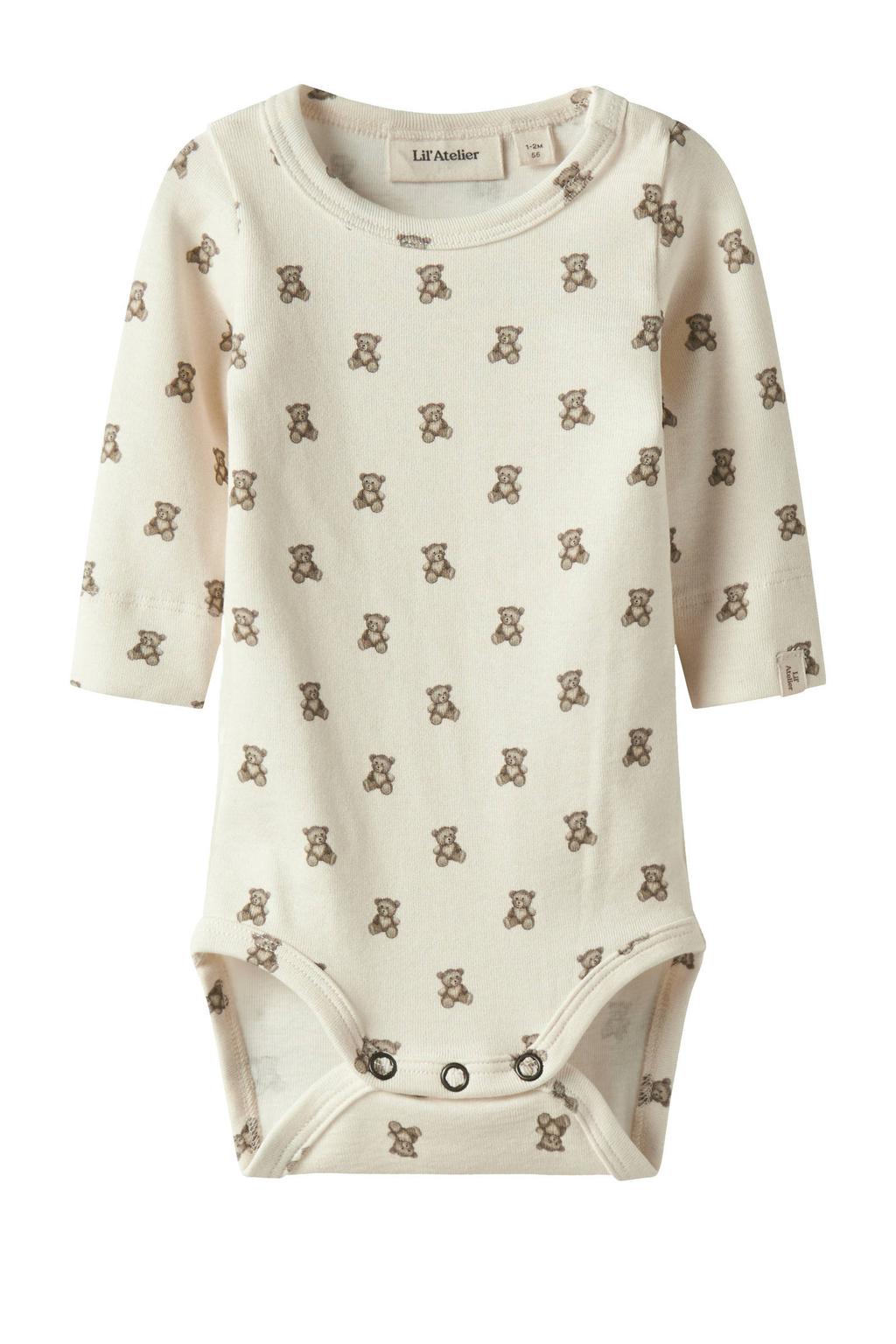 LIL' ATELIER BABY romper ecru/bruin