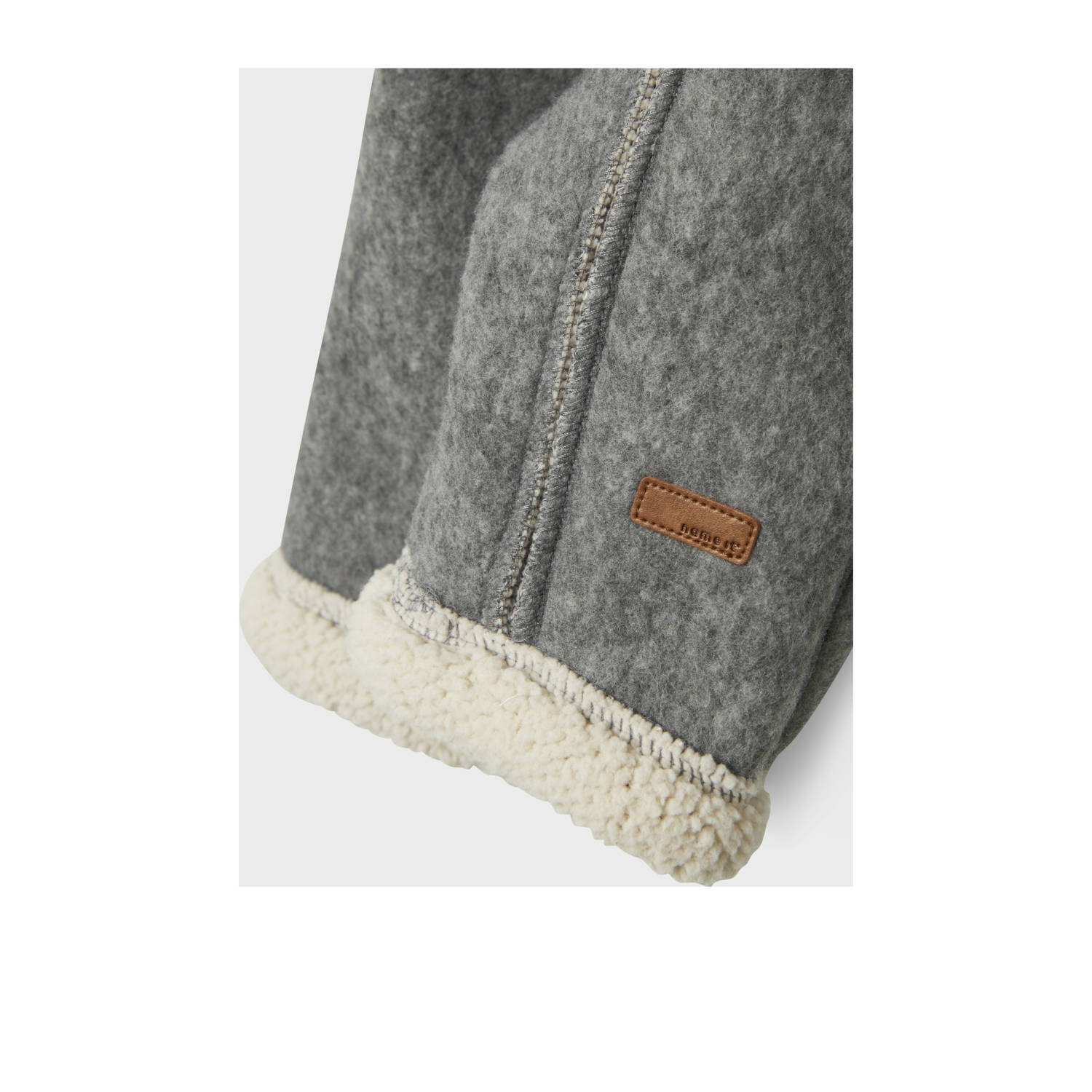 NAME IT BABY babypak met wol en teddy grijs beige