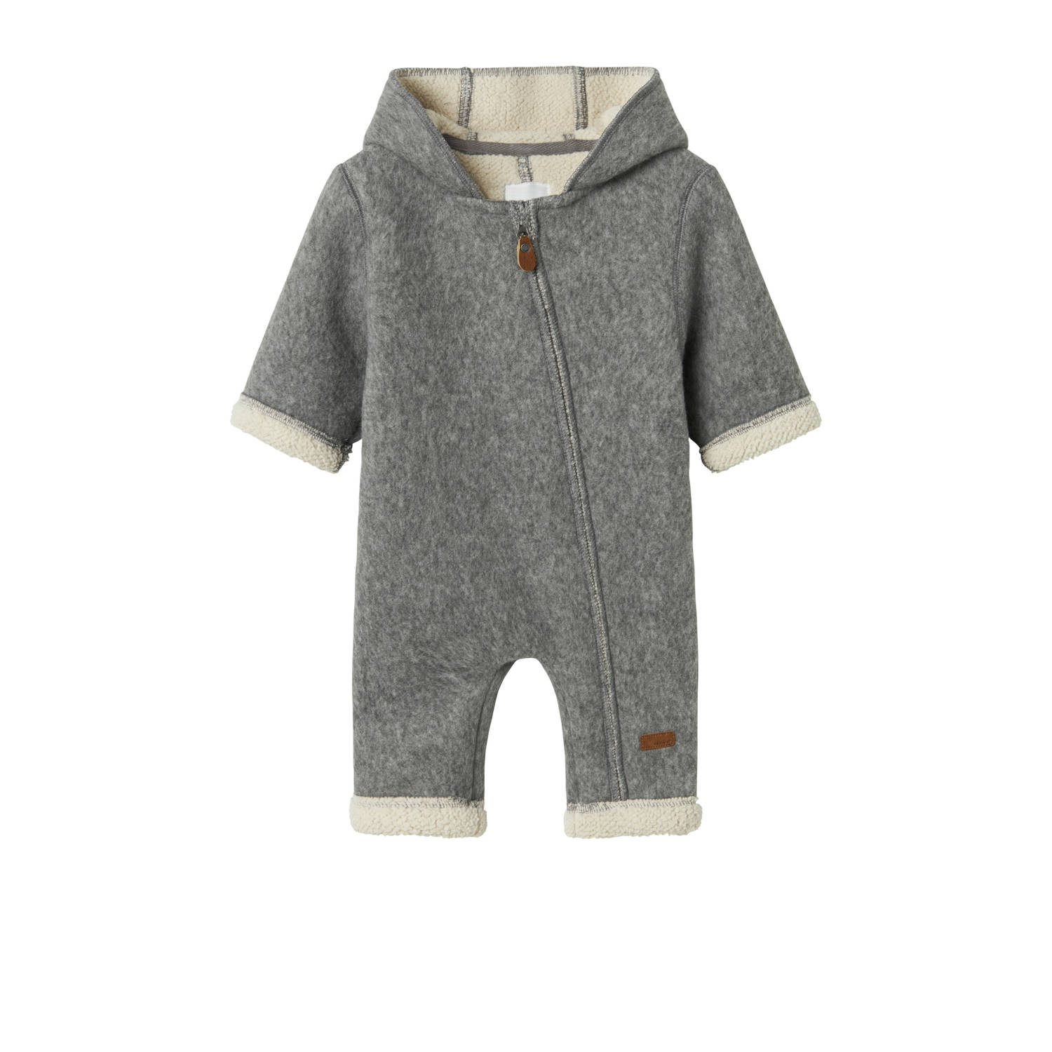 NAME IT BABY babypak met wol en teddy grijs beige