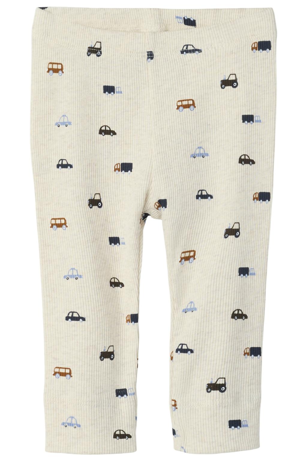 Beige jongens NAME IT BABY slim legging van stretchkatoen met elastische tailleband