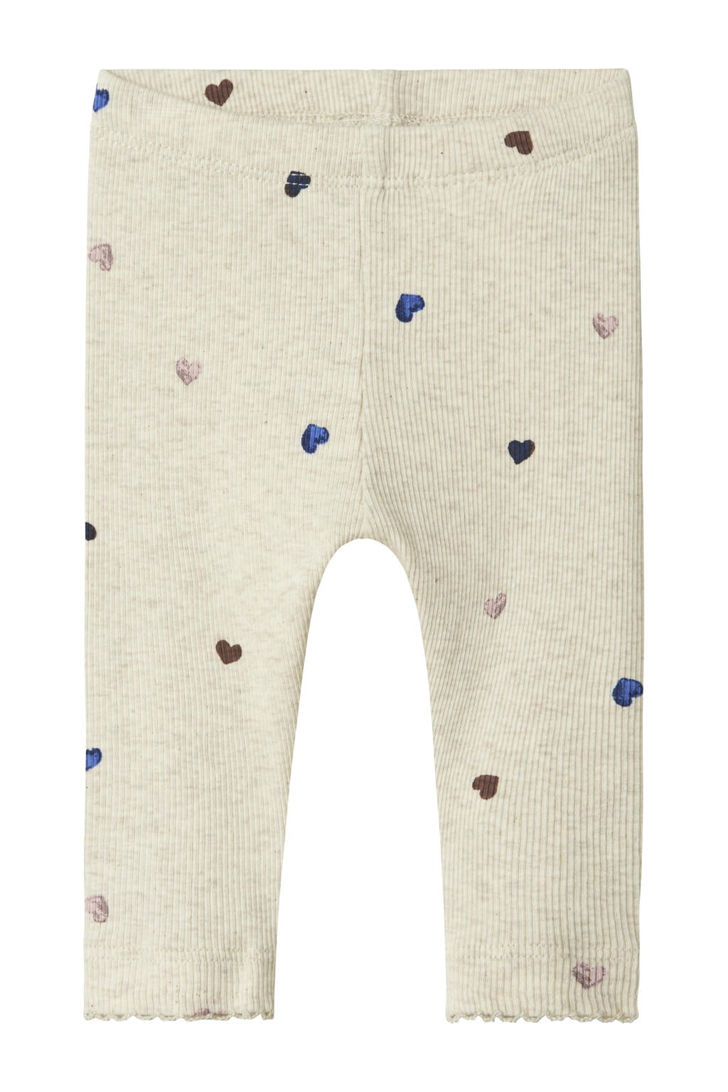 Beige meisjes NAME IT BABY legging van stretchkatoen met regular fit, elastische tailleband en hartjesprint