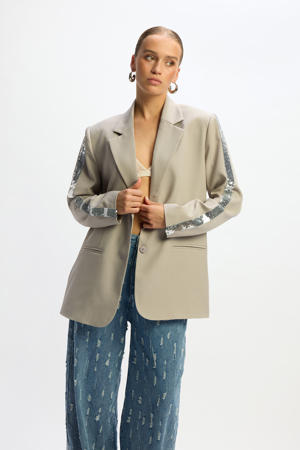 oversized blazer lichtgrijs met pailletten