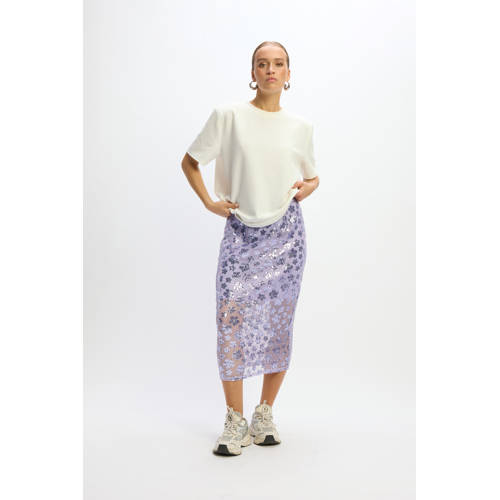 Refined Department midi rok met pailletten paars afbeelding