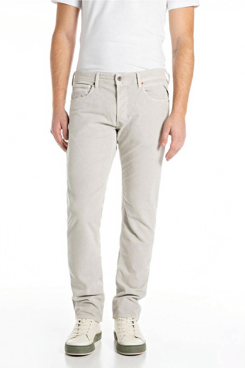 REPLAY GROVER corduroy straight leg broek - grijs