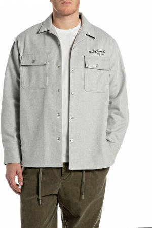 overshirt met wol grijs