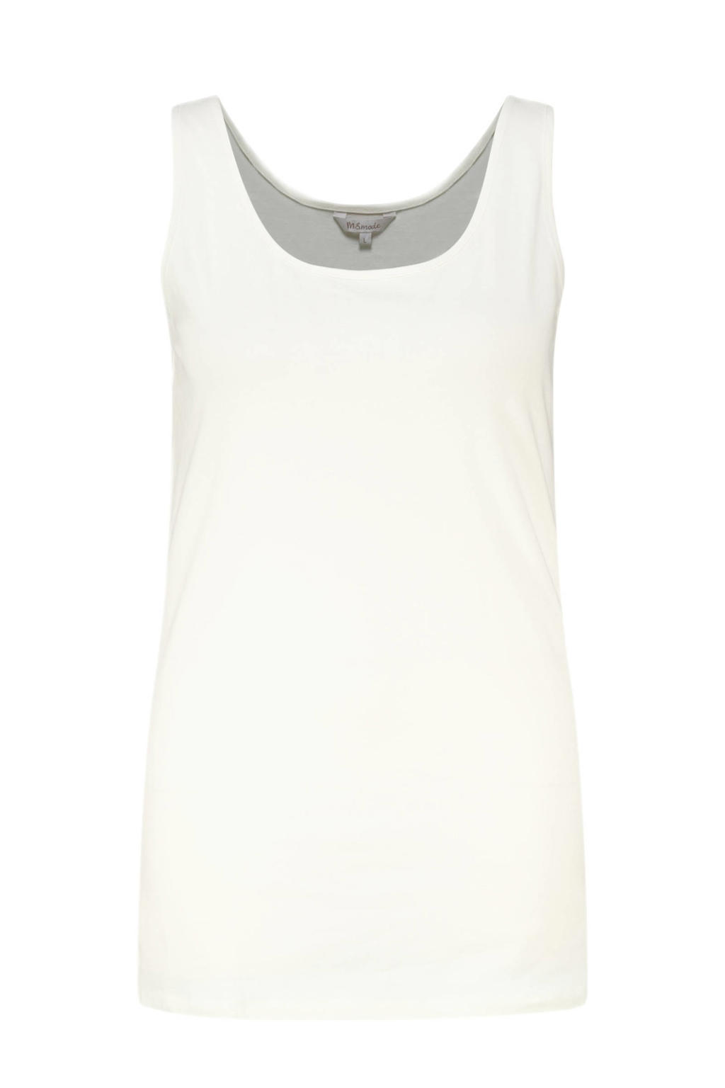 Crème dames MS Mode singlet van katoen met effen en klassieke kraag