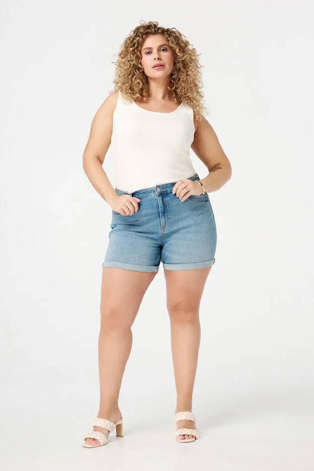 Witte dames MS Mode singlet van katoen met effen en klassieke kraag